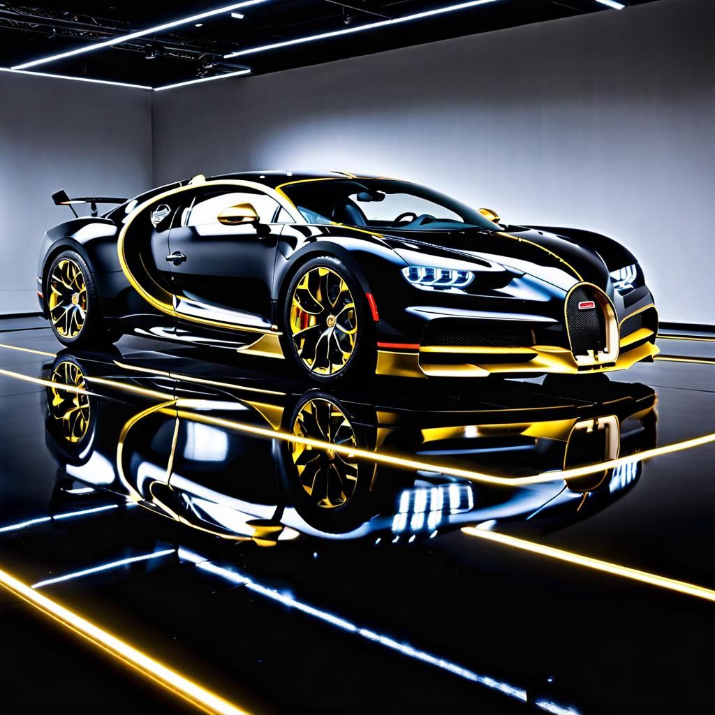 2017 Bugatti Chiron - Black with gold Neon highlights