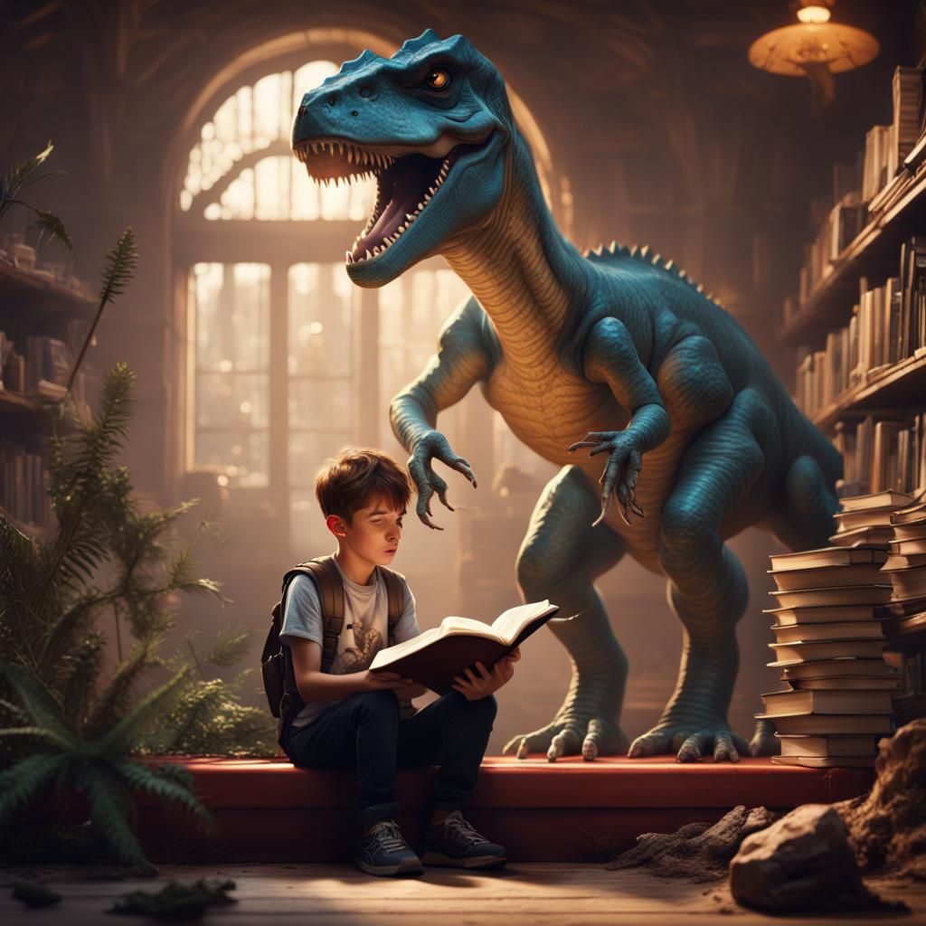 Boy Reads with Dinosaur Friend: Animation Style