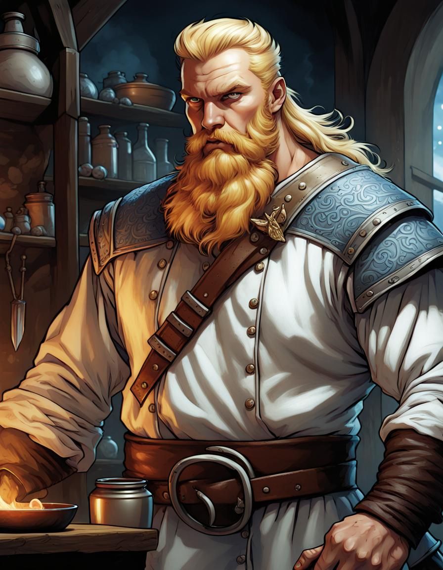 Viking Chef Alchemist in Comic Book Style