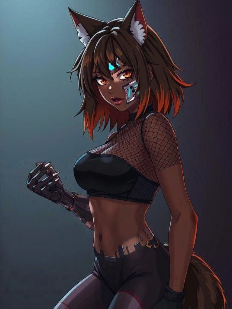 Cyberpunk Anime Character with Intricate Metal Skin