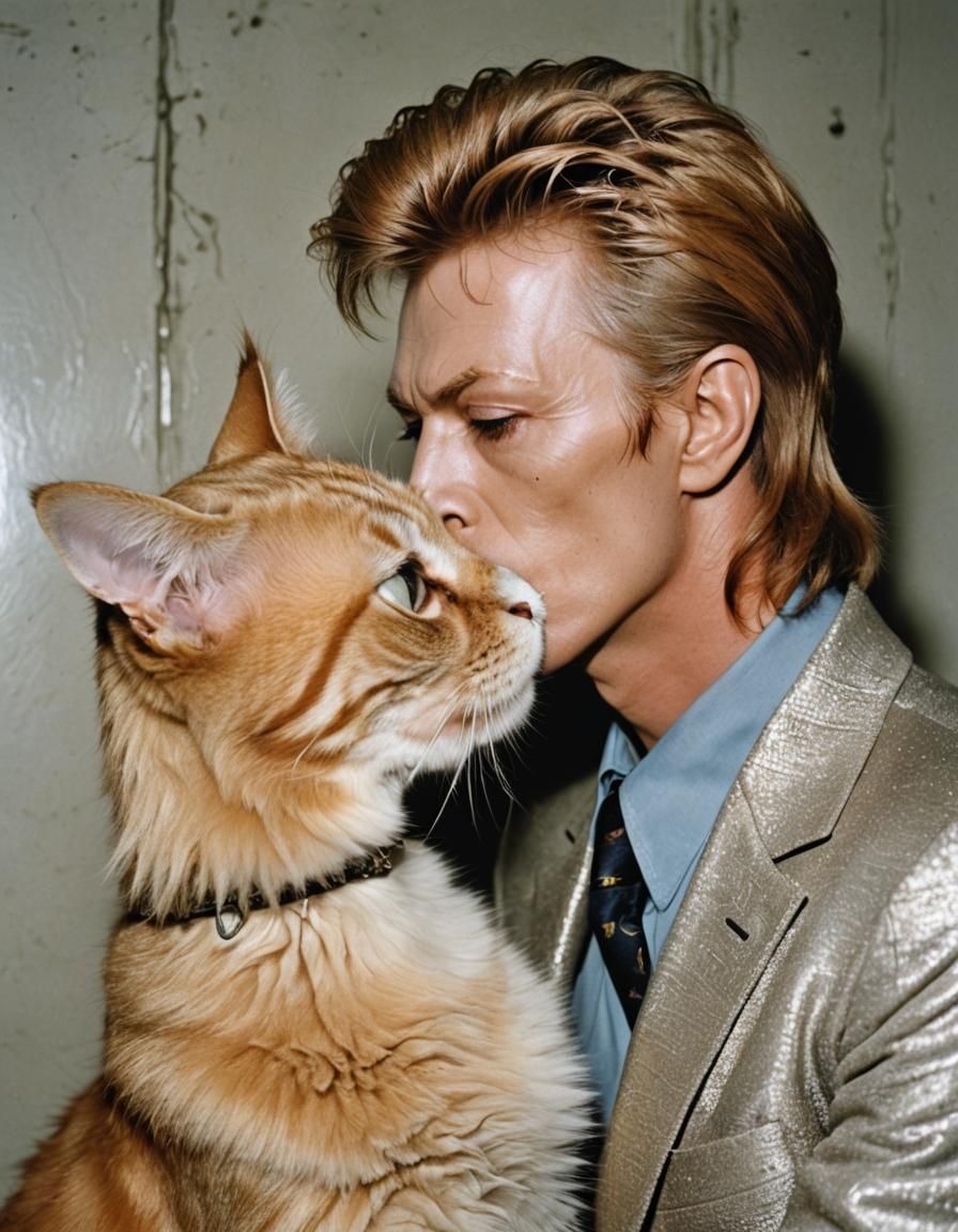 Surreal Cat Receives a Kiss