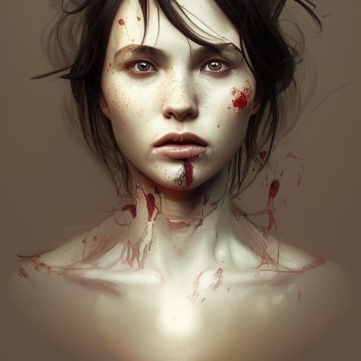 Detailed Portrait of Mental Patient in Art Nouveau Style