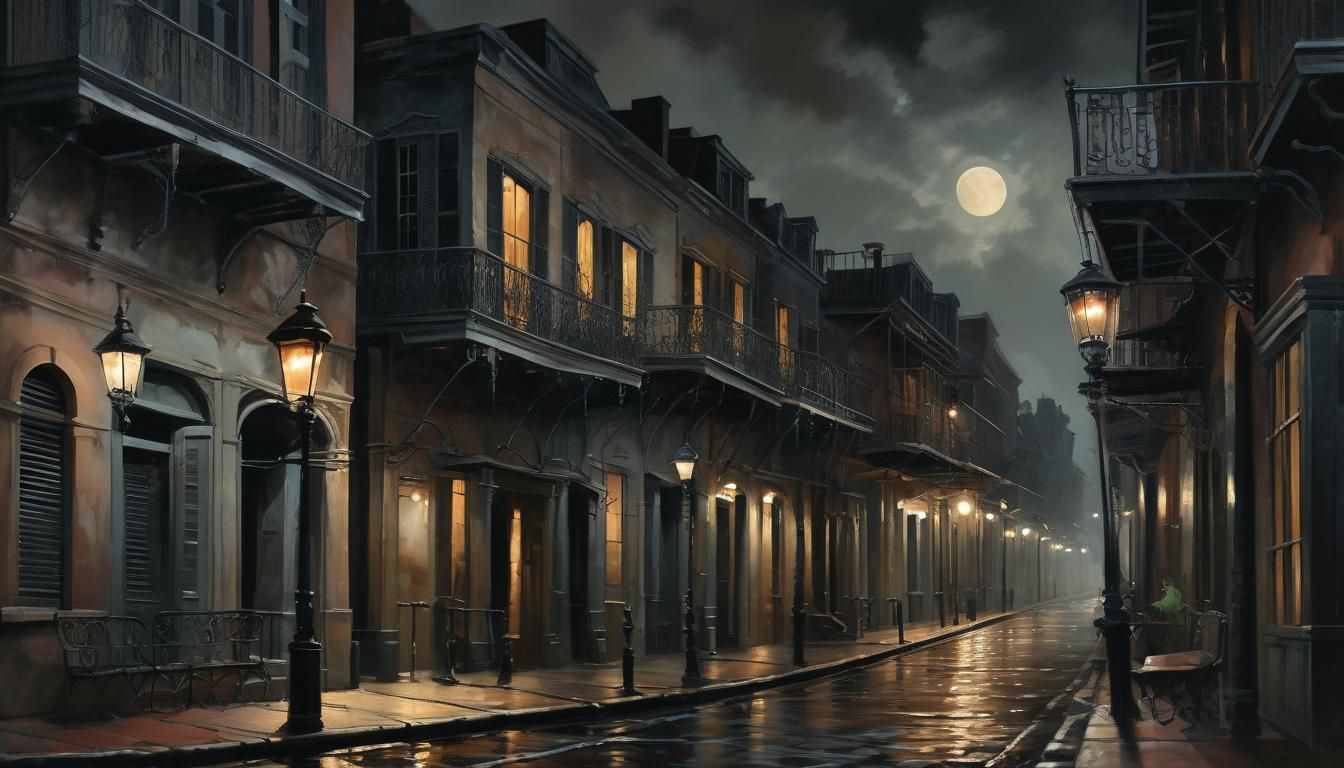 New Orleans Bourbon Street Gouache Watercolor Painting