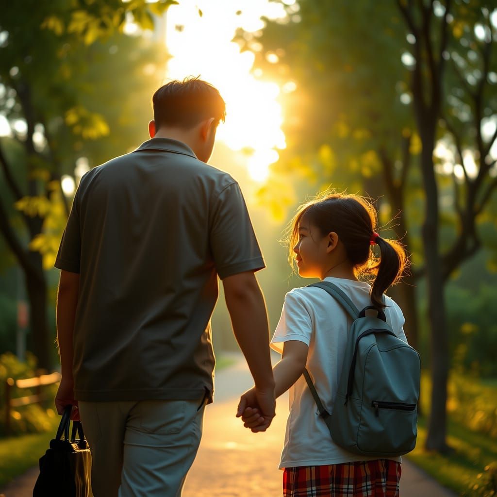 Father and Daughter Share a Heartwarming Moment in the Park