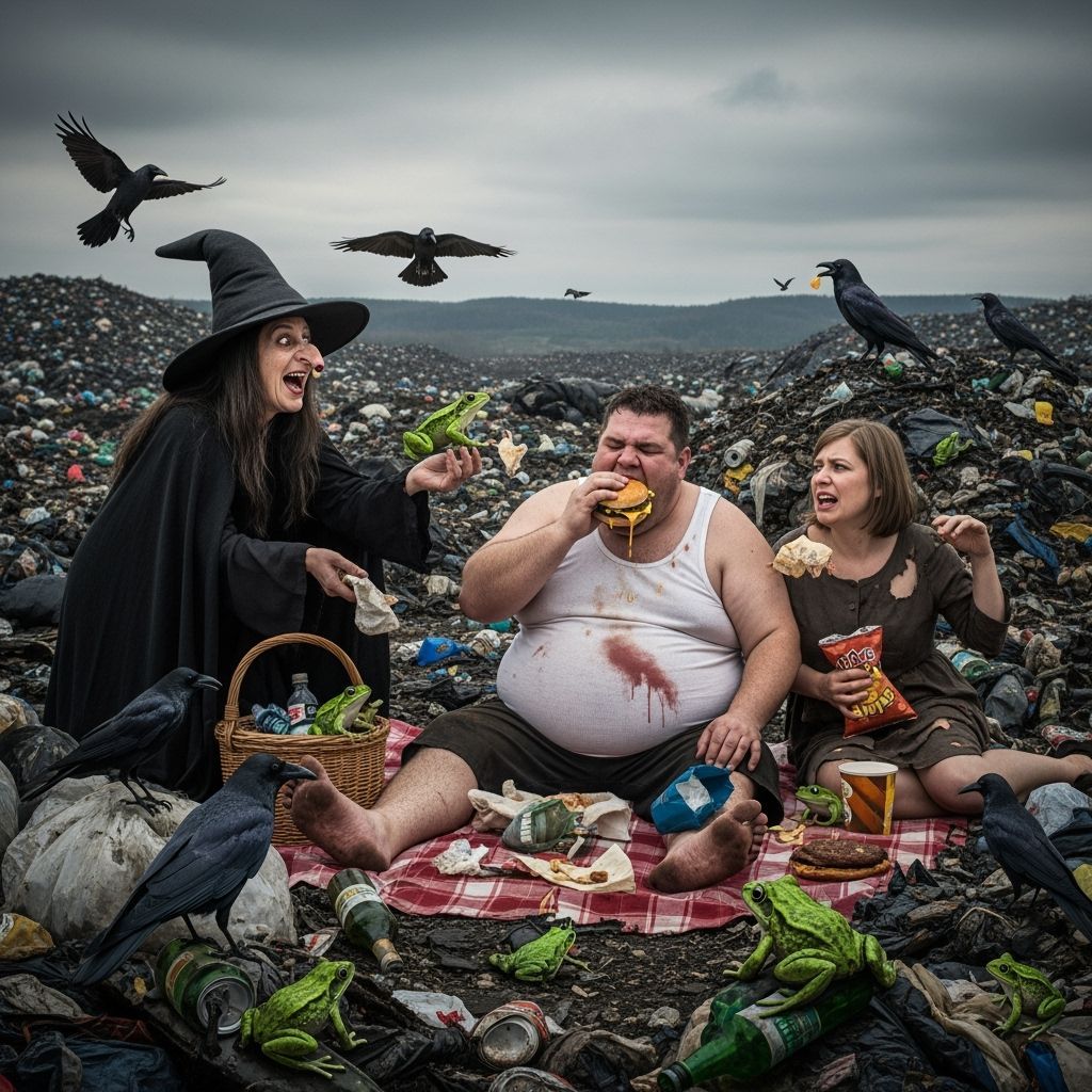 Grungy Witch Picnic in a Trash Dump