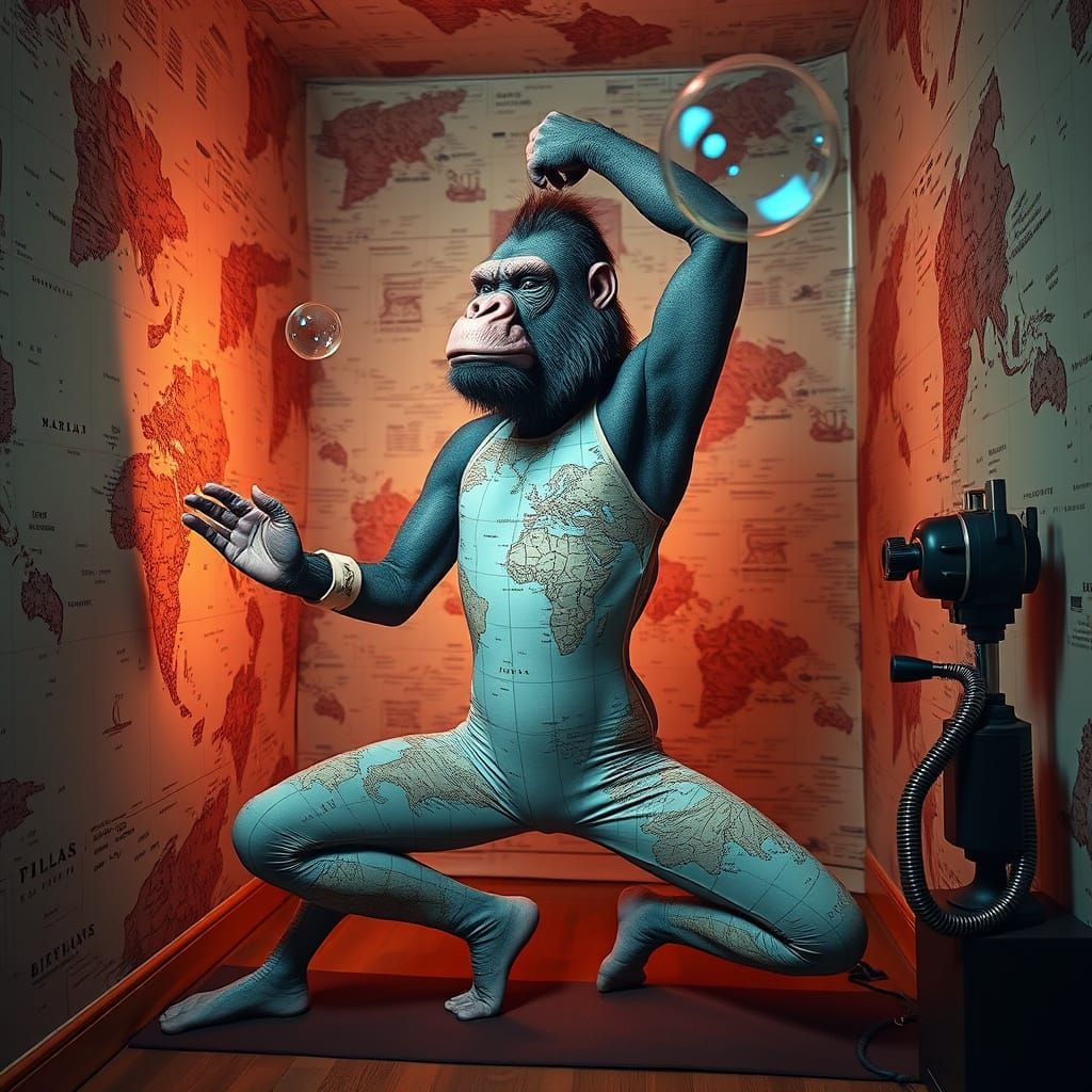 Gorilla Flamingo Hybrid in Yoga Poses with Barbie Accessorie...