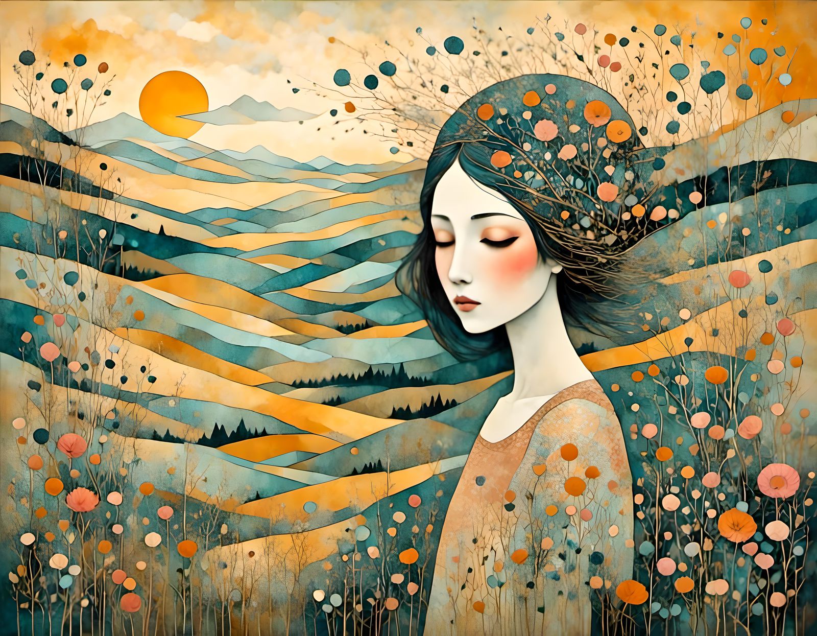 Surreal Liquid Ink Landscape to Earth's End