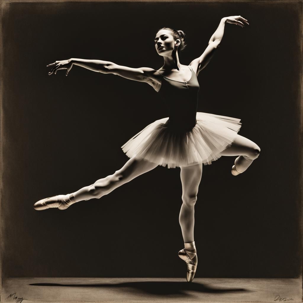 Silhouette Ballerina Leaping: An Impressionist-Style Dance