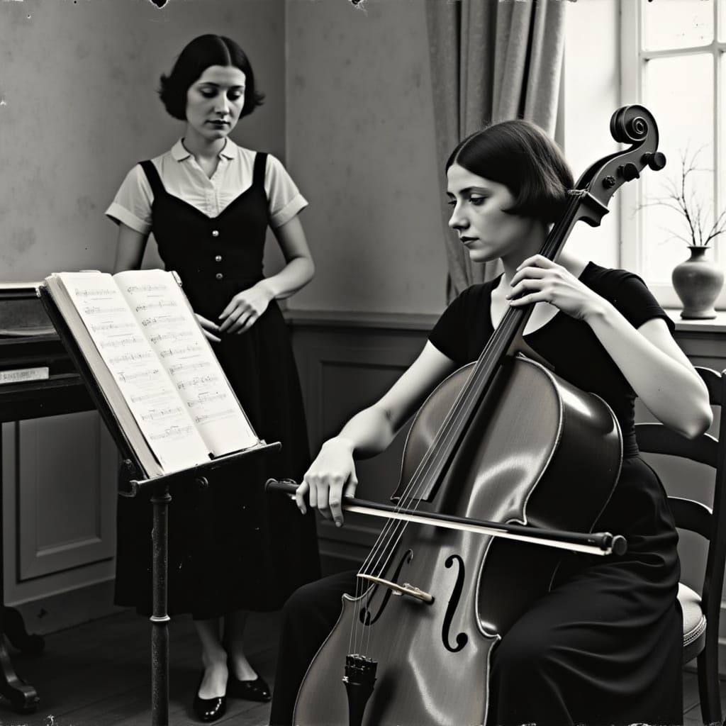 1930s German Salon: Woman Plays Cello