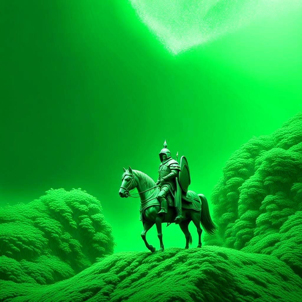 The Green Knight in Vaporwave Style