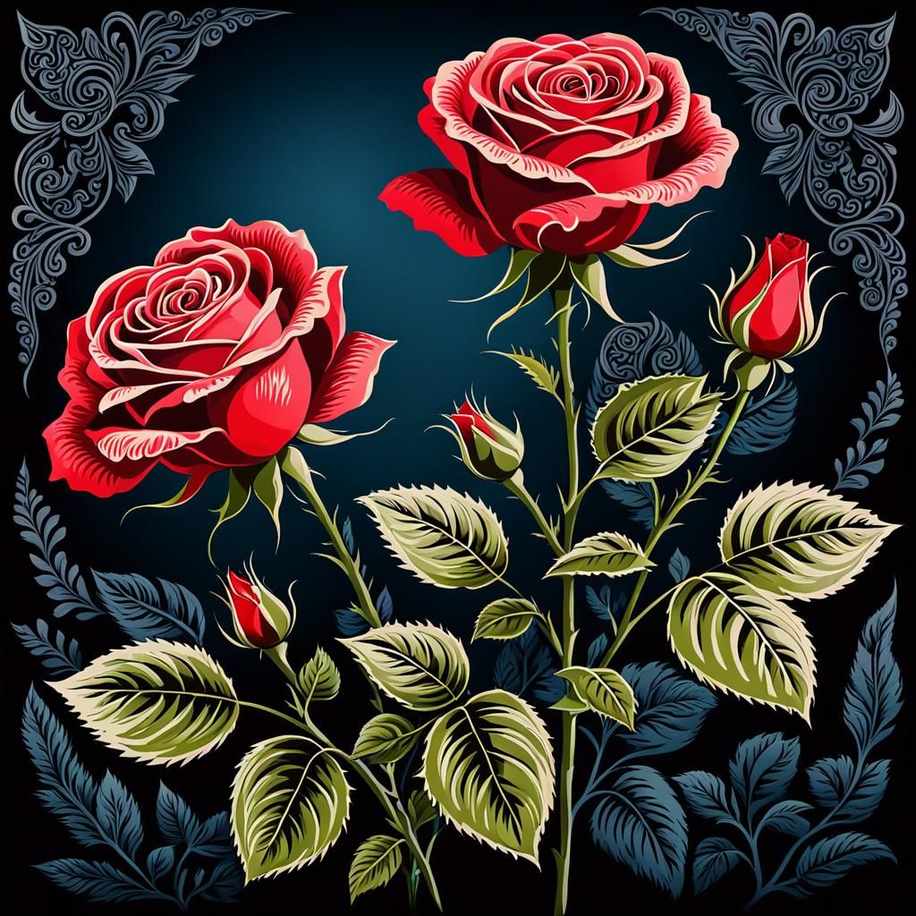 ((Two Rose flowers  one rose is red colored. the second rose...