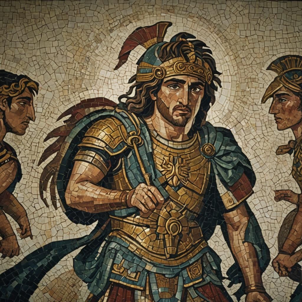 Alexander the Great Mosaic in Cinematic Style