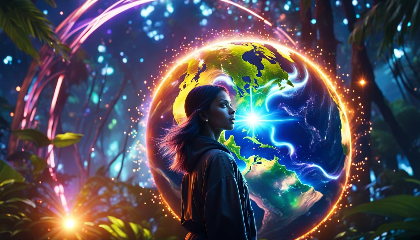 Cosmic Jungle Woman Energizing Earth: Hyperdetailed Concept ...