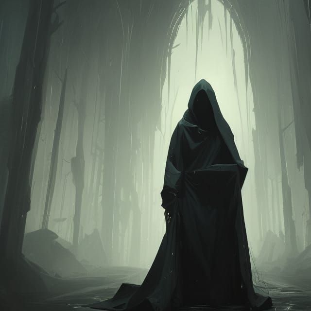 Hooded Figure in Dark Fantasy Style