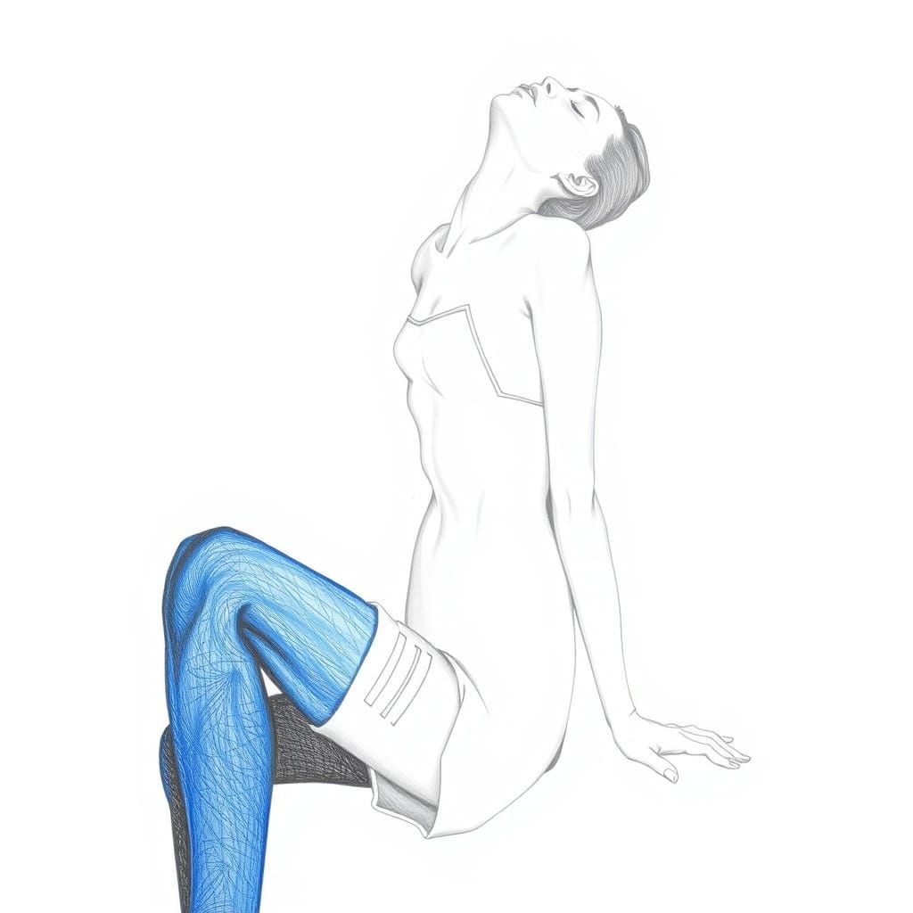 Surreal Silhouette of Woman with Blue Stockings in Line Art ...