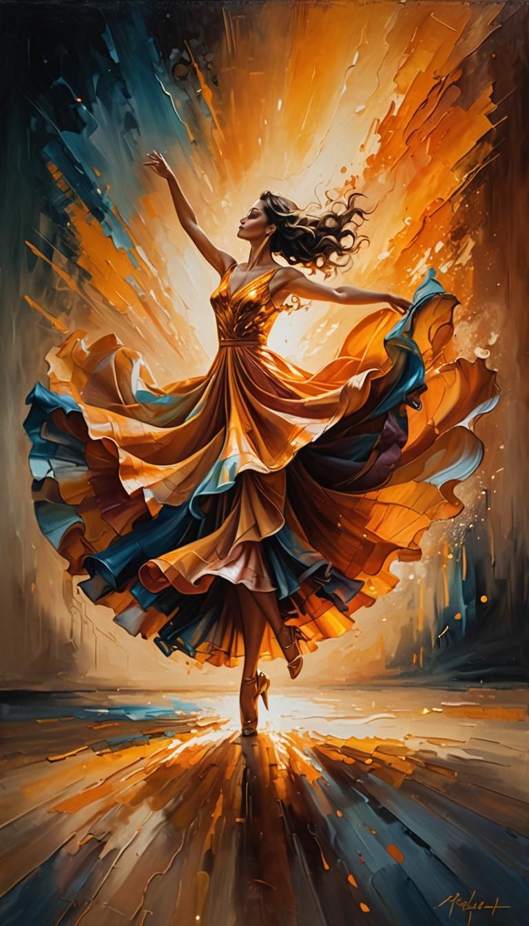 Woman in Dancing Pose, Figurative Oil Painting