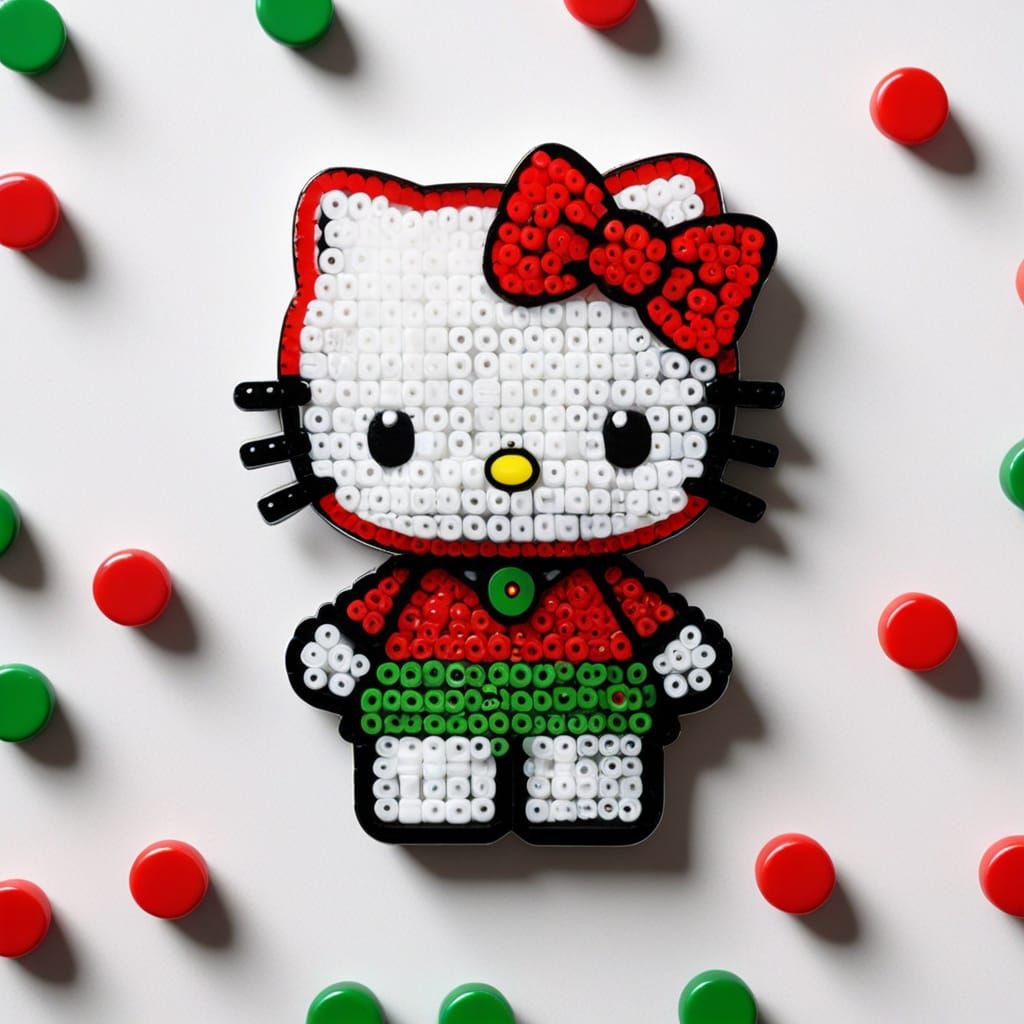 Hello Kitty as Cherry in Pixel Art Style