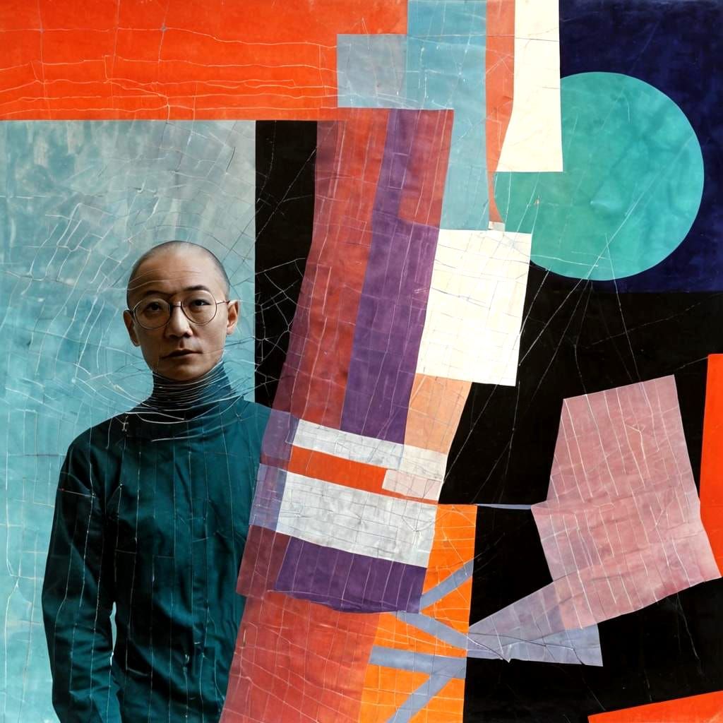 Abstract Radiation Bands with Grid Overlay