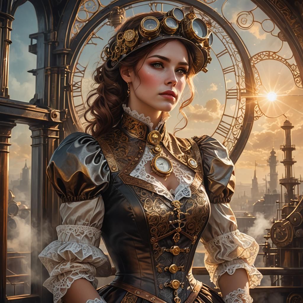 A Victorian Siren Contemplates Stardom in a Steampunk Vision
