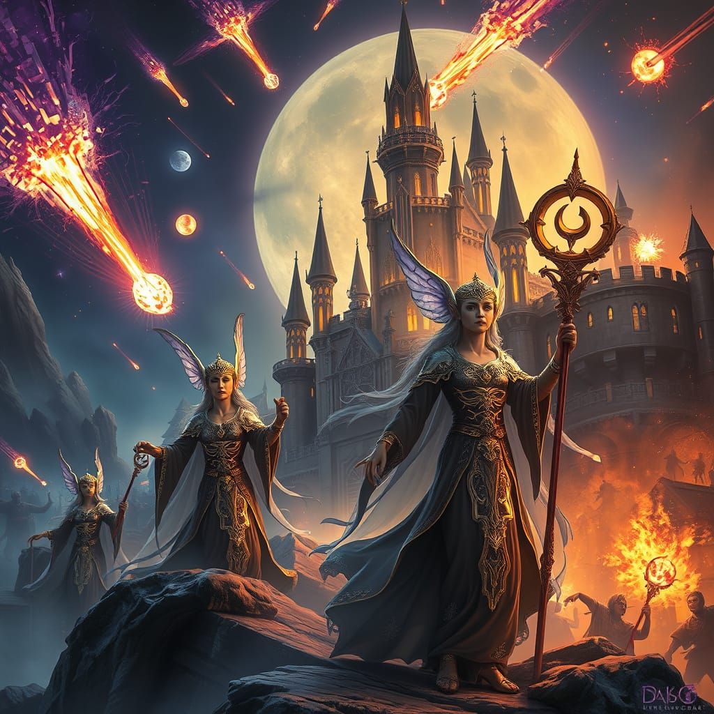 Moon Elf Guardians in Epic Dark Fantasy Battle