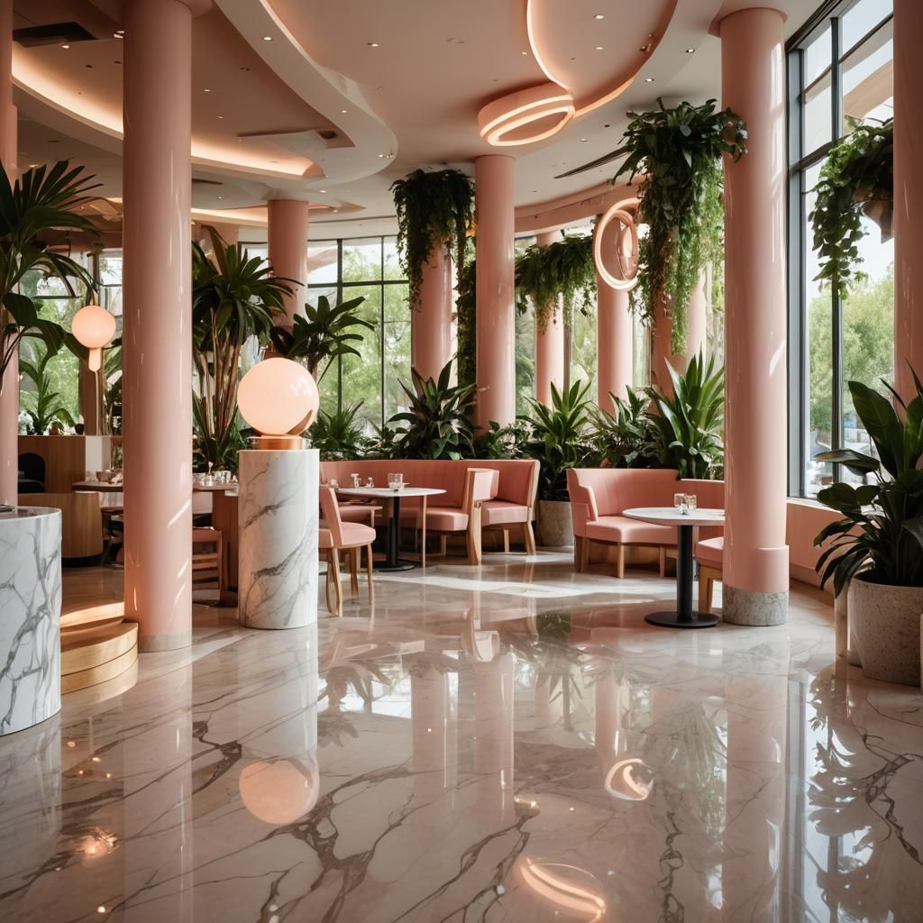 Elegant Restaurant Interior with Sculptural Lighting