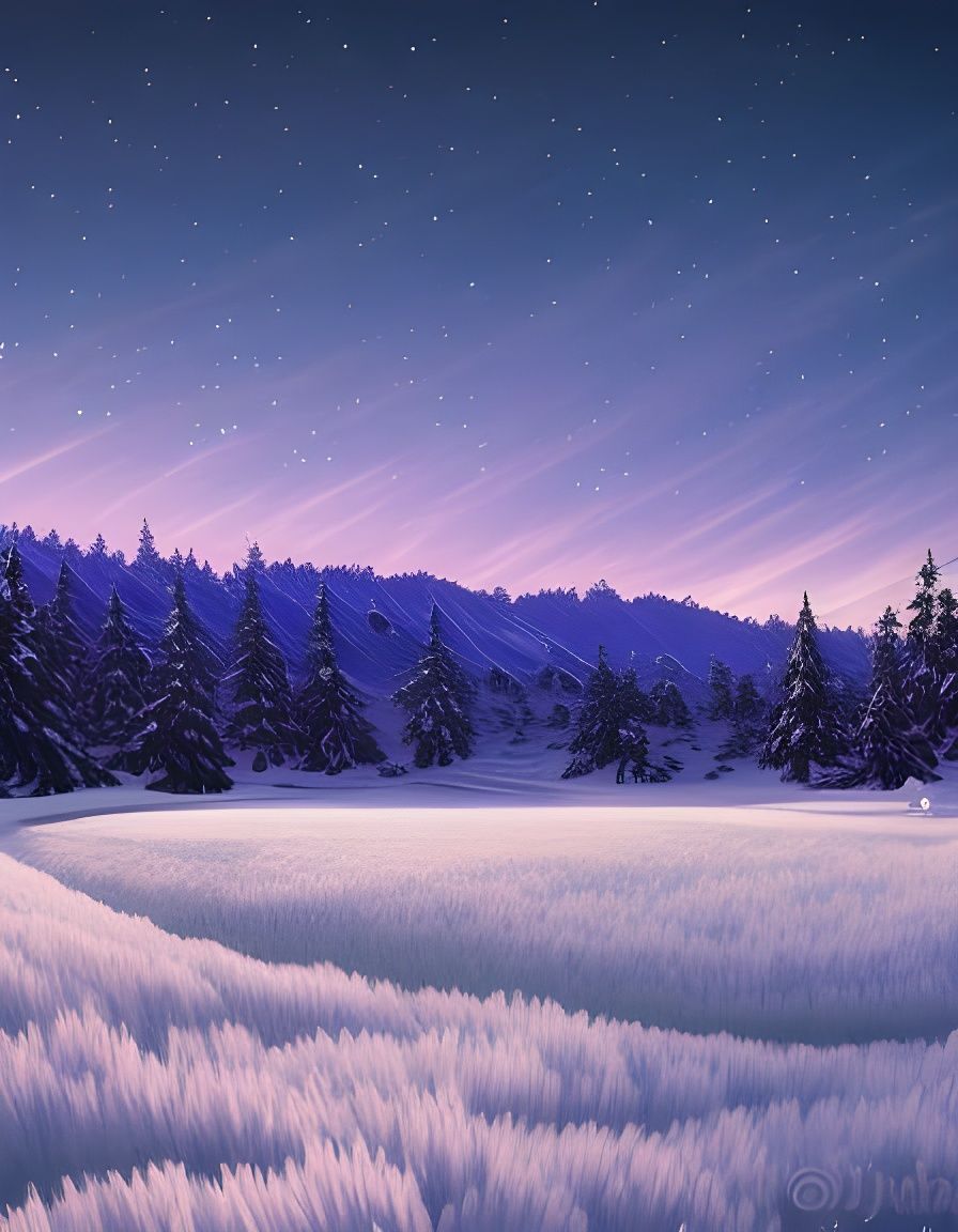 Pixel Art: Swirling Crystalized Ice Night Sky