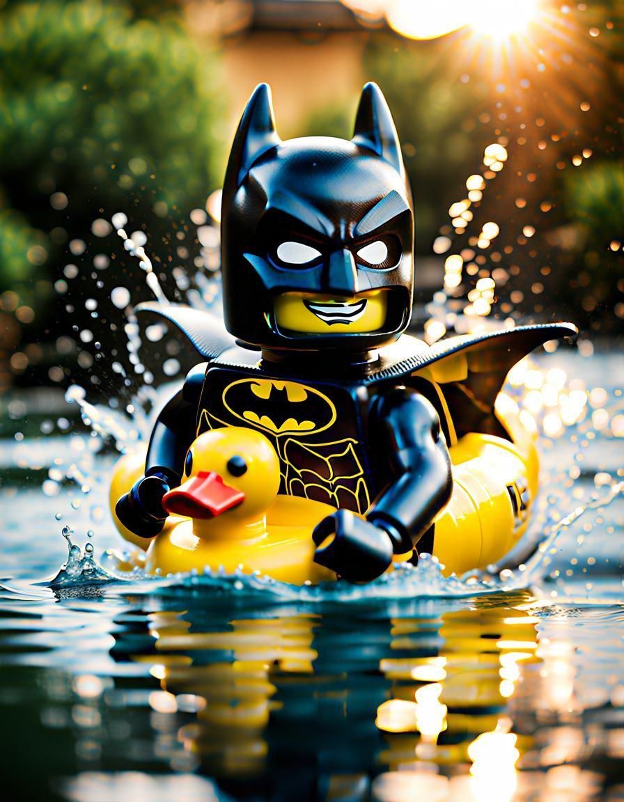 Laughing Lego Batman: Maximalist Professional Photograph