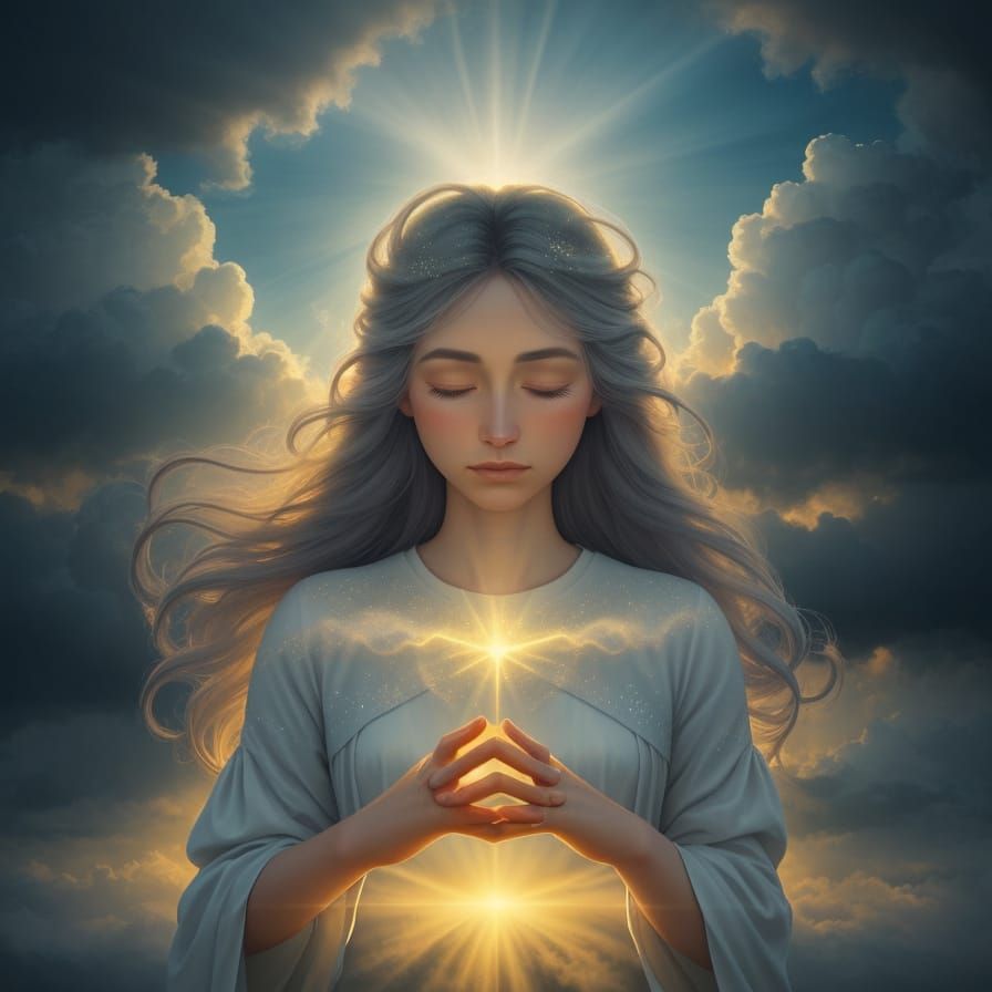 Surreal Devotional Scene in Heavenly Realism Style