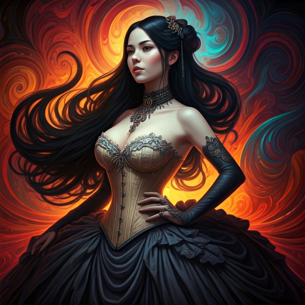 Victorian Woman in Surreal Dreamscape