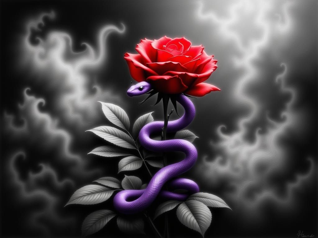 Monochromatic Masterpiece: Rose and Snake in Ancient Engravi...