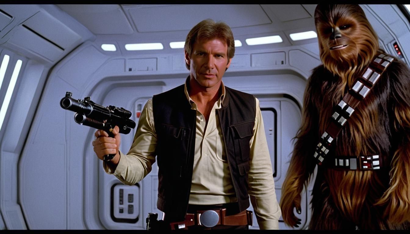 Han Solo and Chewbacca in Millennium Falcon