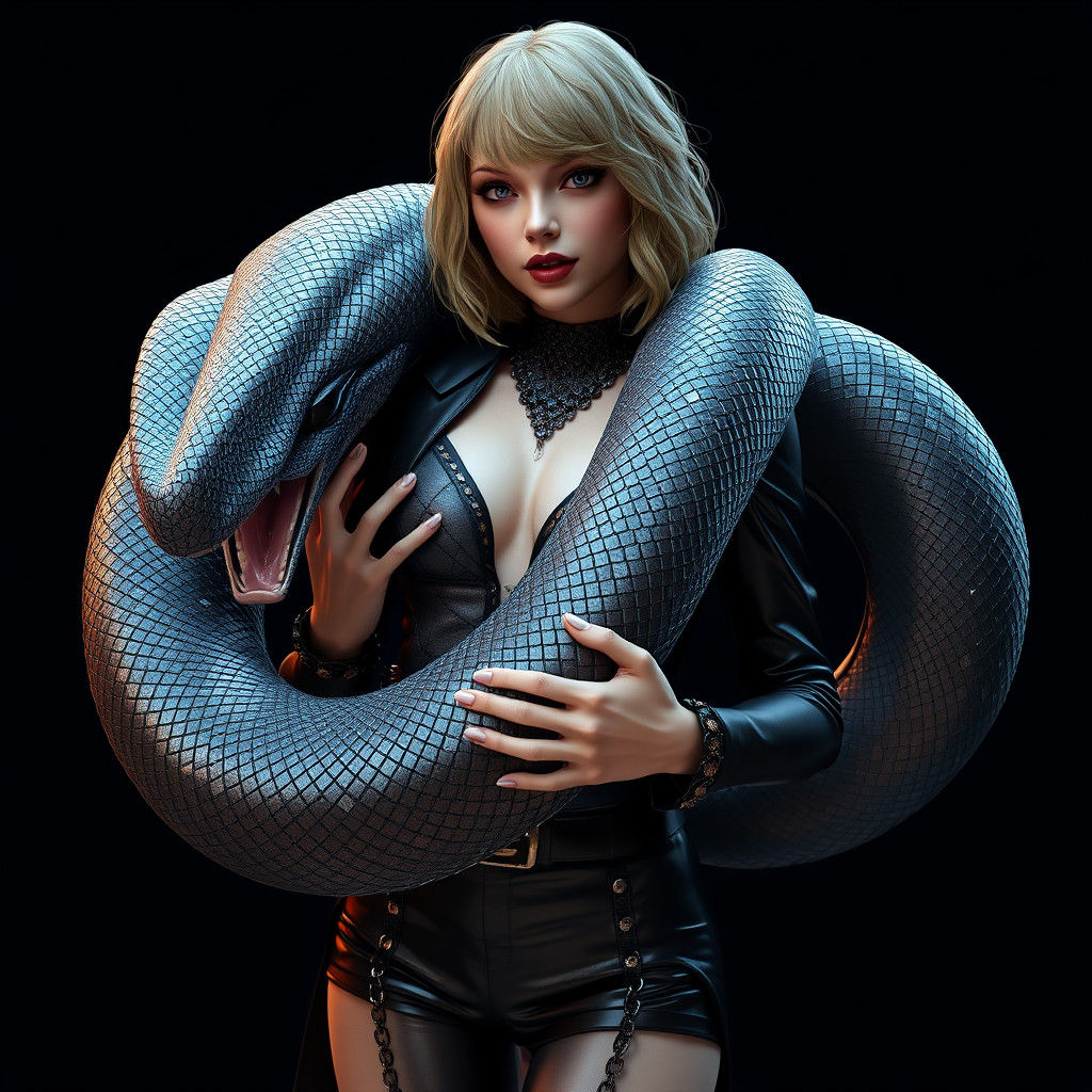 Taylor Swift with Snake in 3D Anime Art