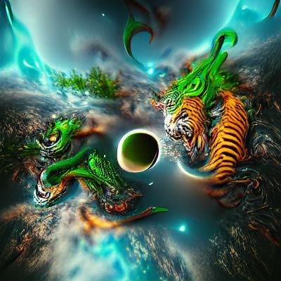 Cosmic Horror: Dragon and Tiger Attack Green Planet