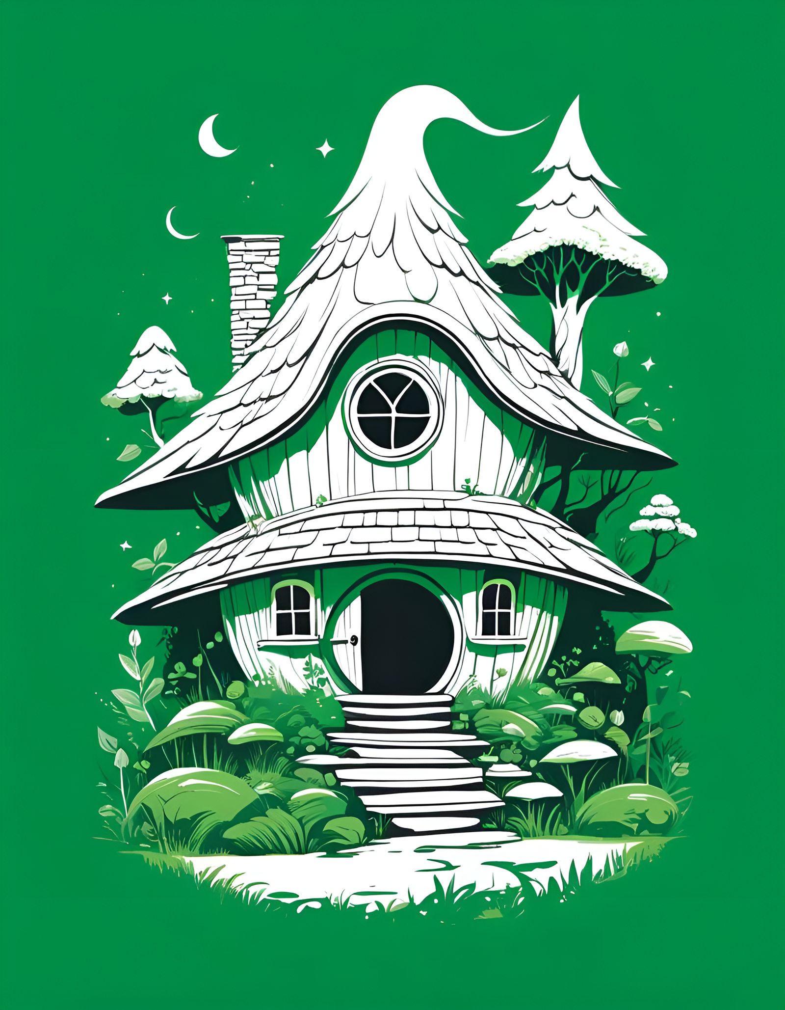 Whimsical Hobbit House in Sketchnote Style