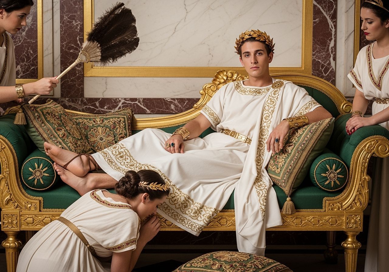 Young Emperor in Roman Palace Room