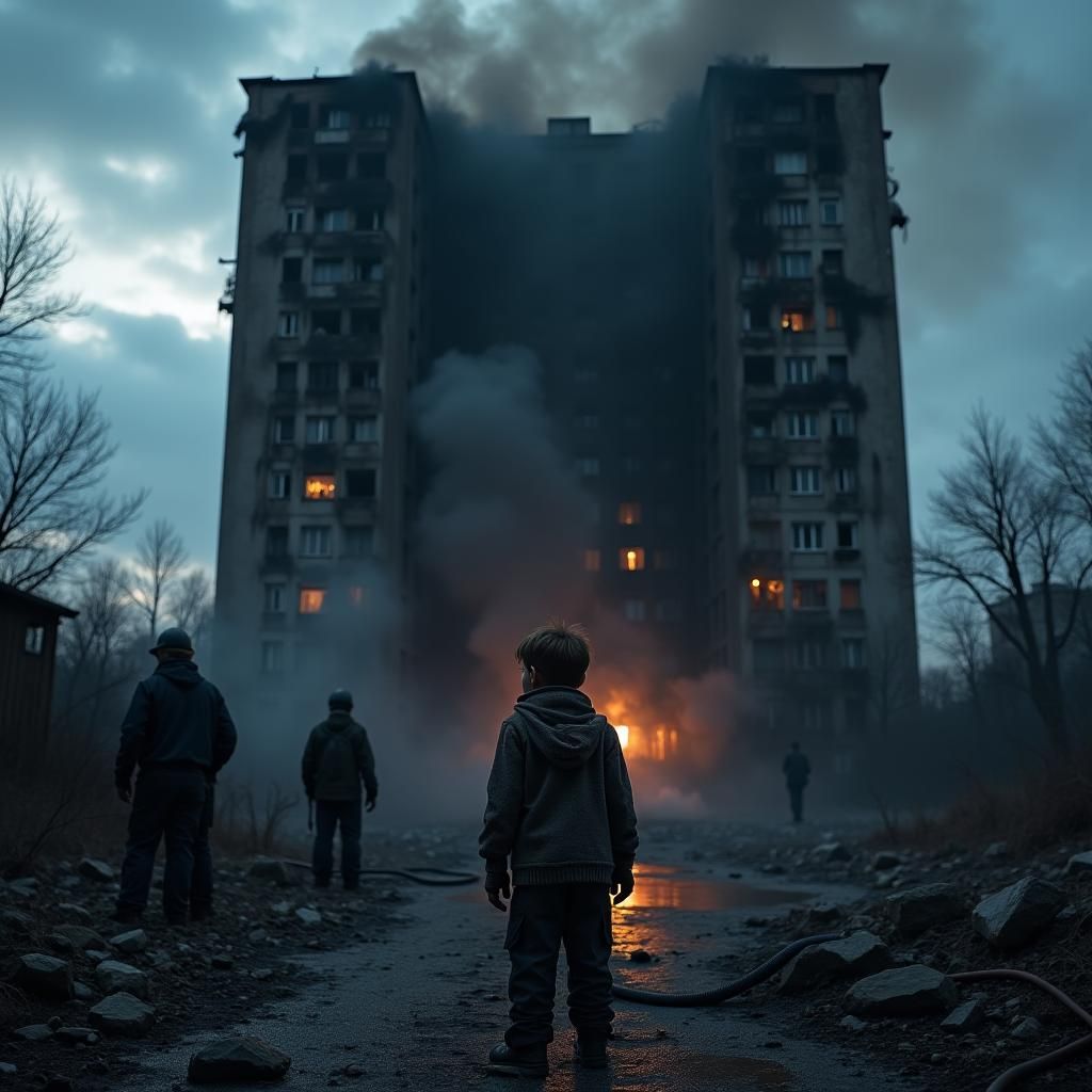 Kharkiv Building Fire Aftermath: Boy's Despair