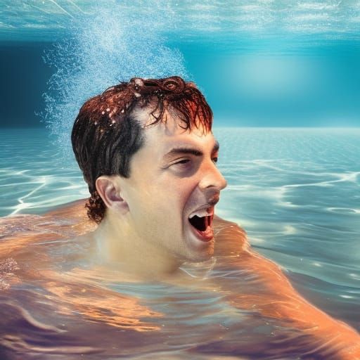 Realistic Mermaid Swimming in the Sea