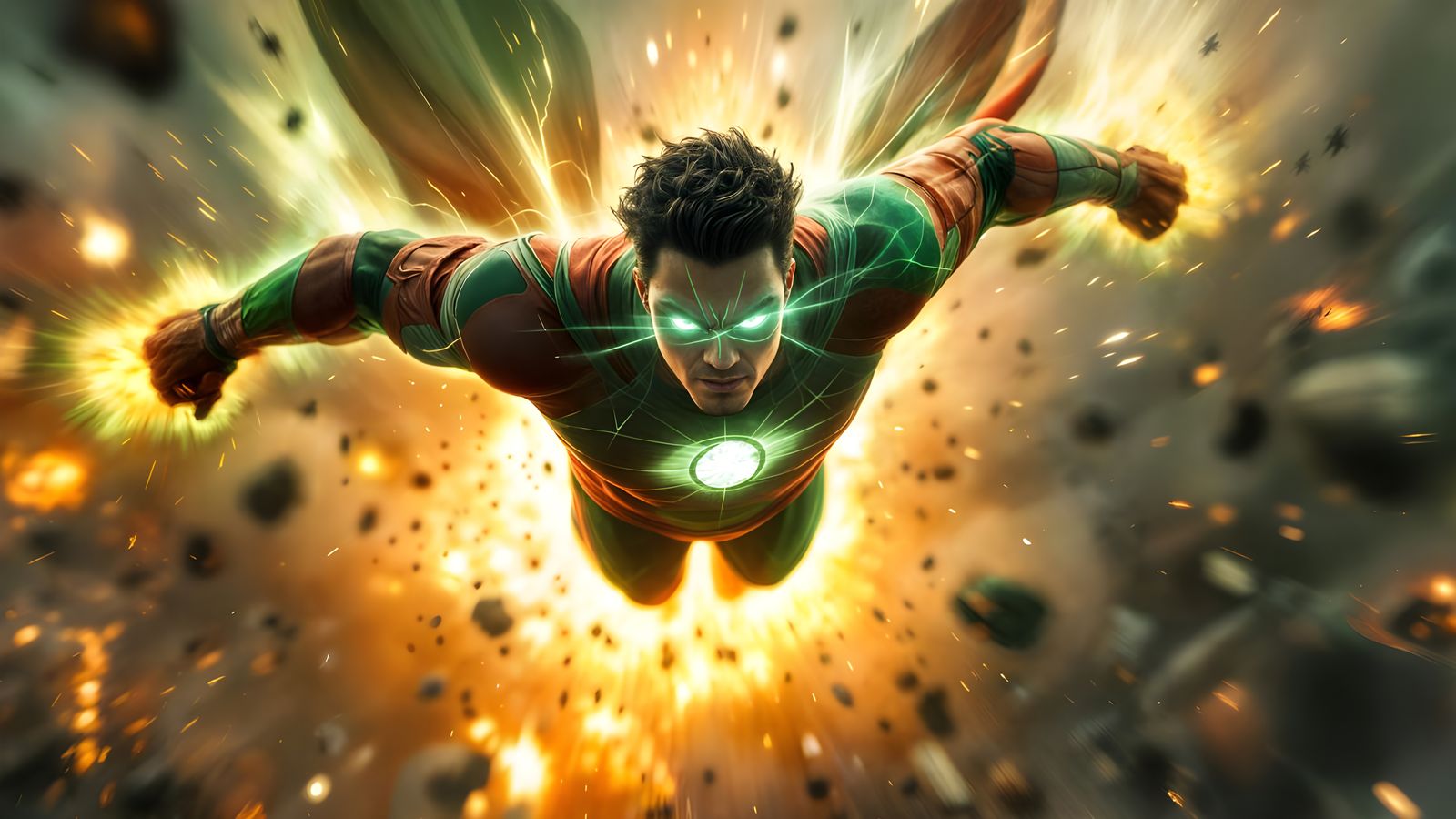 Epic Hispanic Superhero in Cinematic Film Style