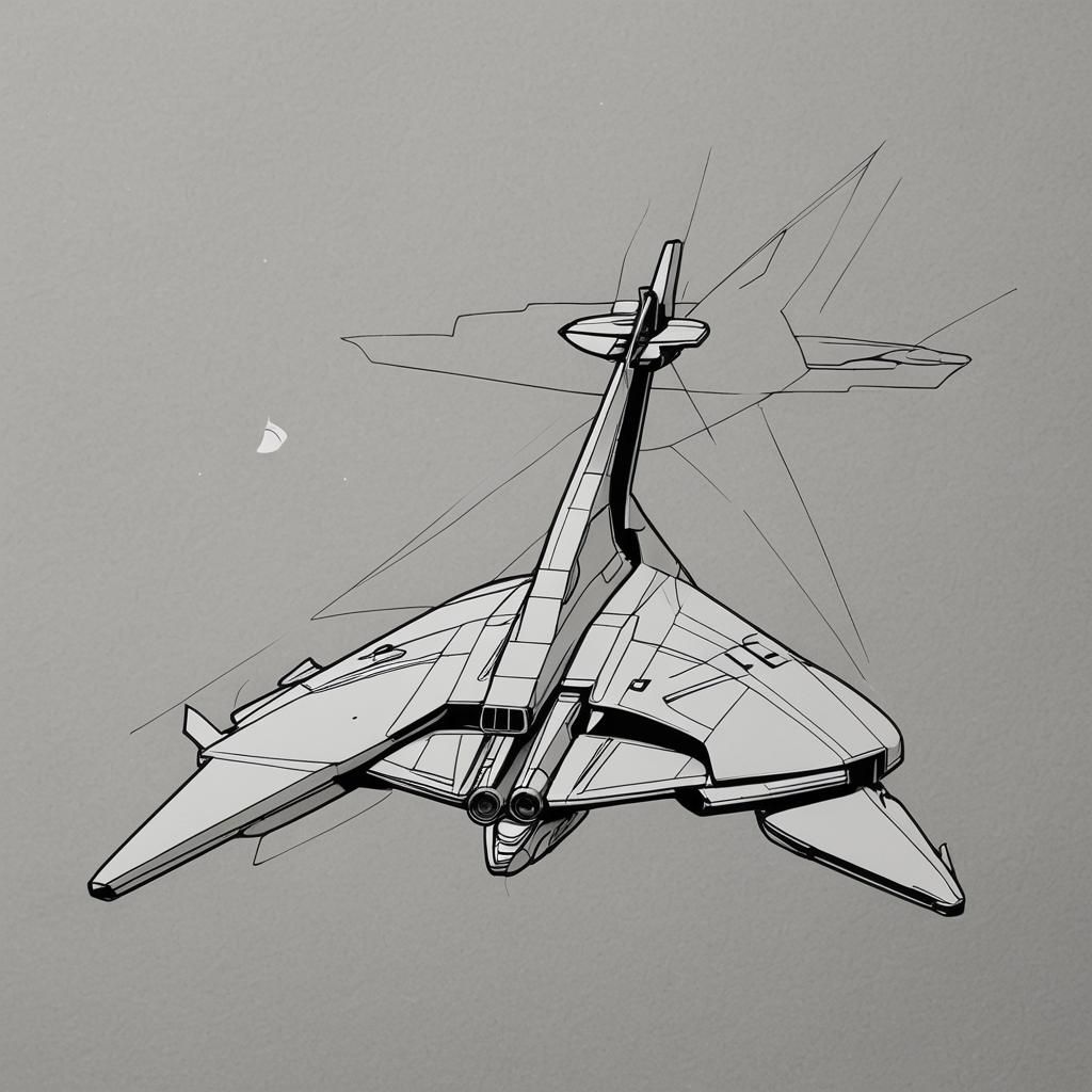 Minimalist Line Art of Star Trek Enterprise