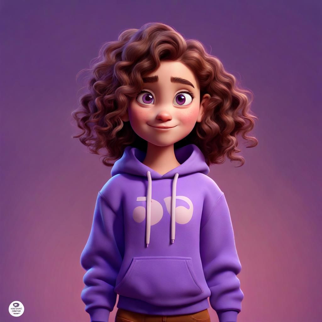 Teen Girl with Purple Eyes in 3D Digital Art