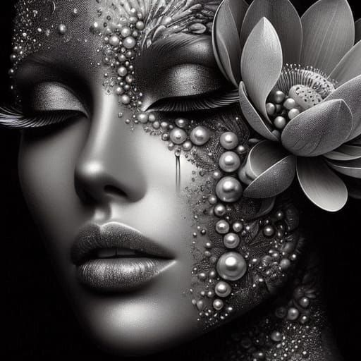 Woman's Face in Glittering Futuristic Portraiture