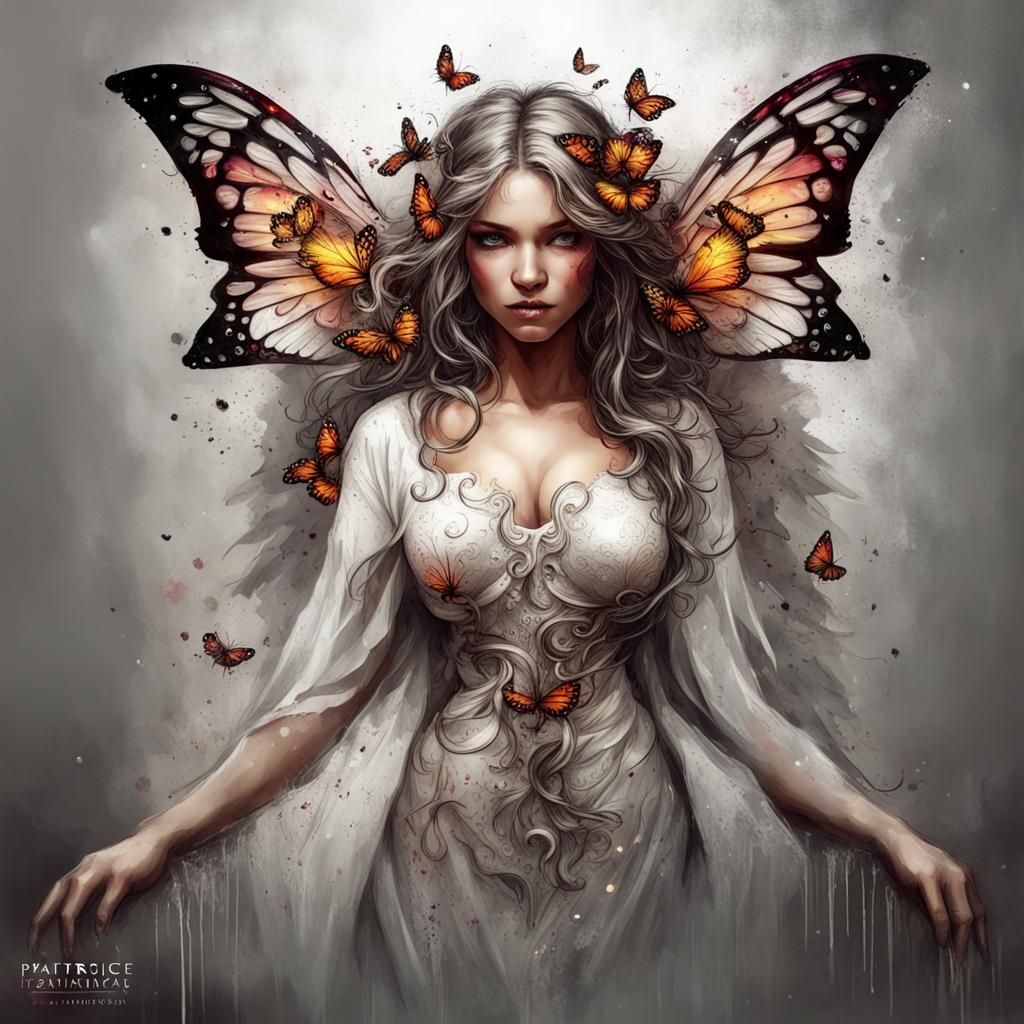 Butterfly-winged Angel in Digital Art Style