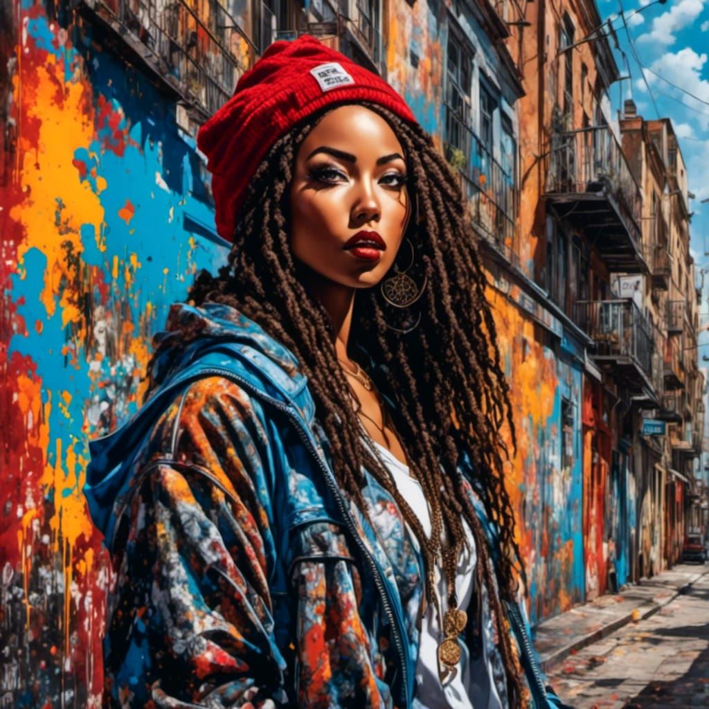 Street Art Portrait of a Woman in Urban Setting