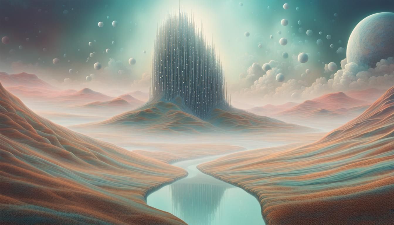 Surreal Sci-Fi Dreamscape with Binary Code