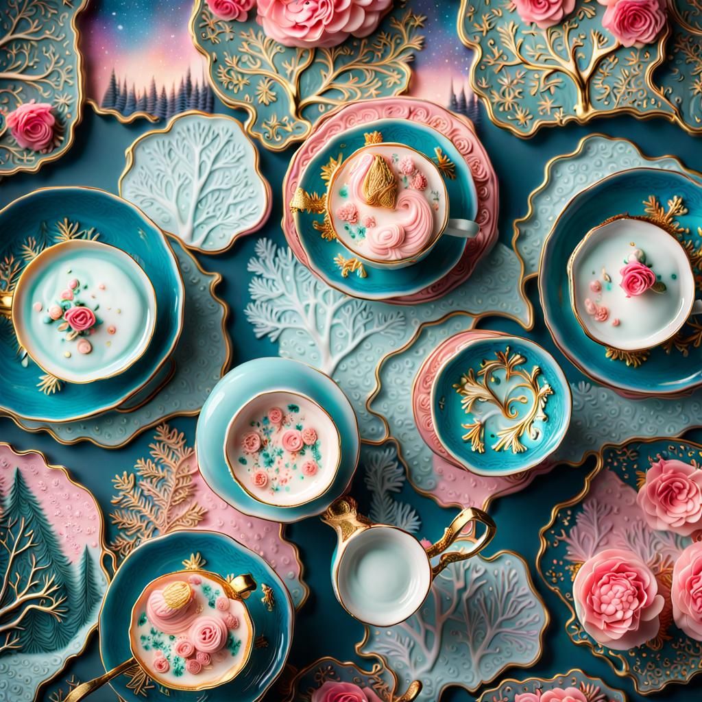 Appetizing Cake with Magical Pink City Diorama