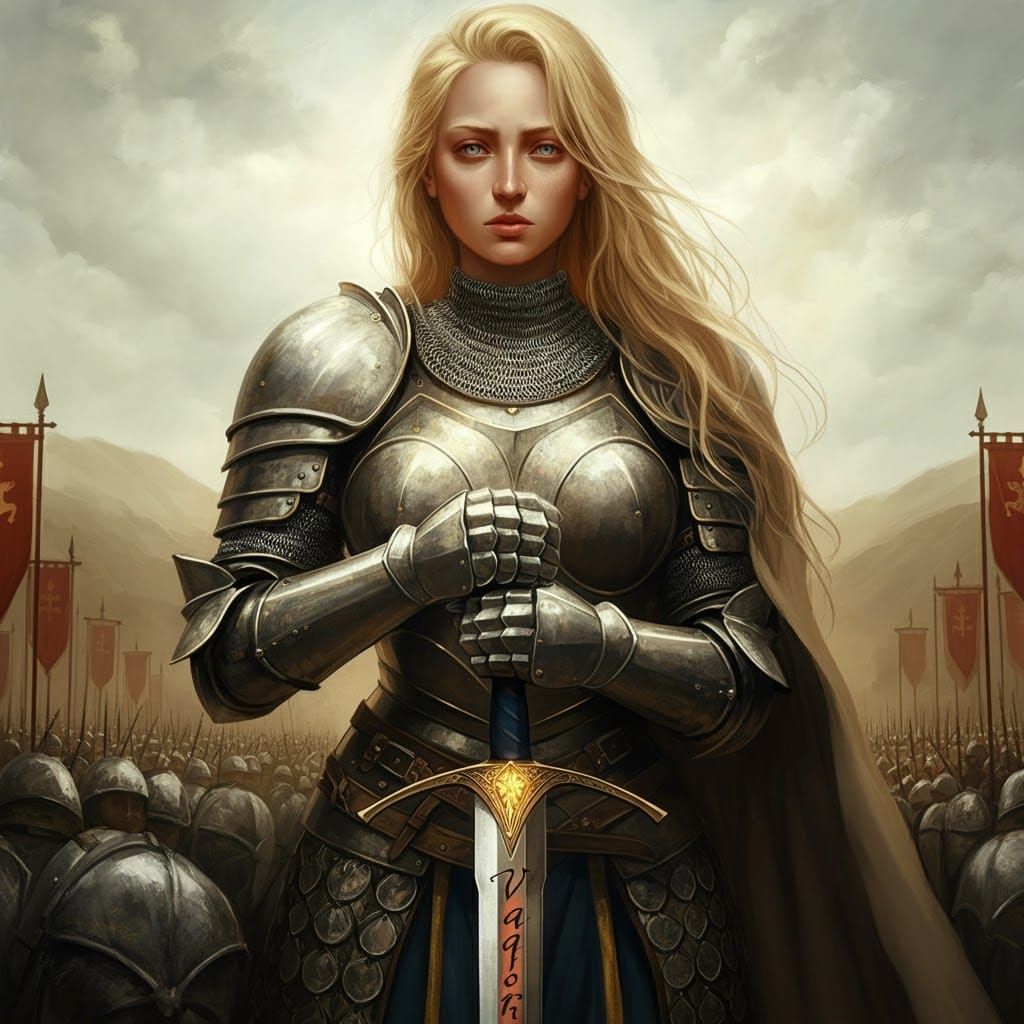 Female Knight of Valor in Heroic Fantasy Style