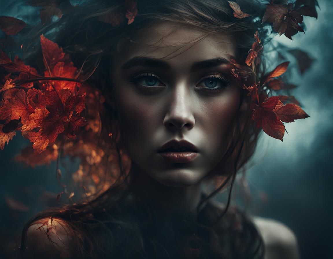 Double Exposure Dark Fantasy Art in 8K