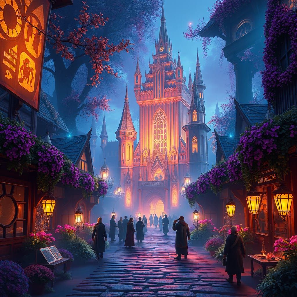 Fantasy Festival Scene in Vibrant Matte Painting Style