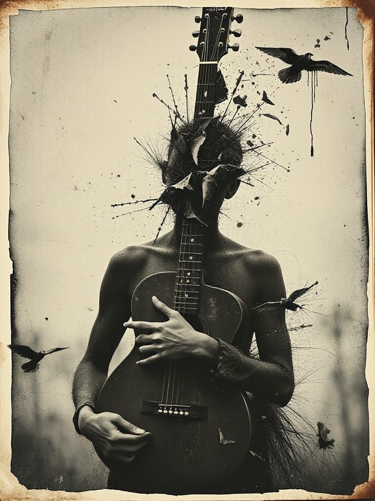 Abstract Shards in Gothic Polaroid Style