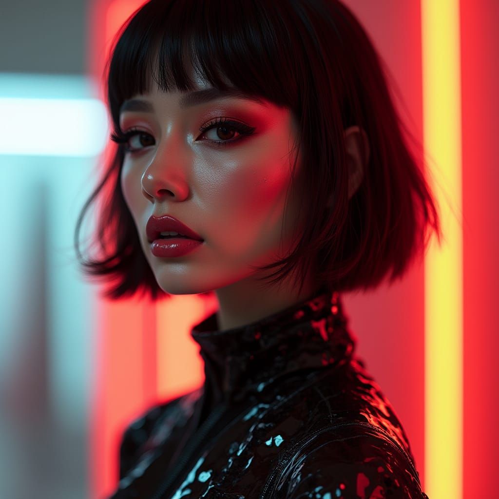 Glamorous Model in Cutting-Edge Fashion